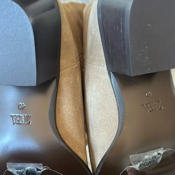 Zara bloggers fave split leather western heeled boots