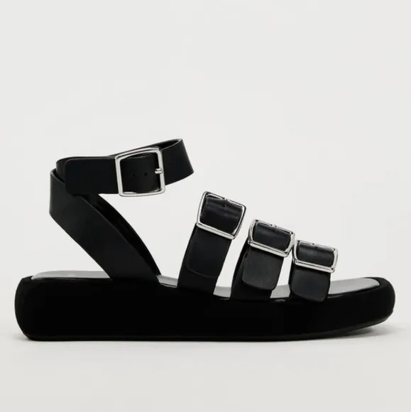 Zara Buckle Strap Flatform Sandals