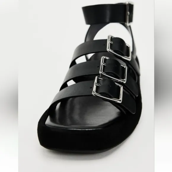 Zara Buckle Strap Flatform Sandals