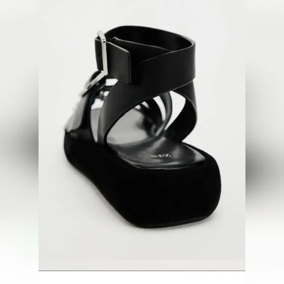 Zara Buckle Strap Flatform Sandals