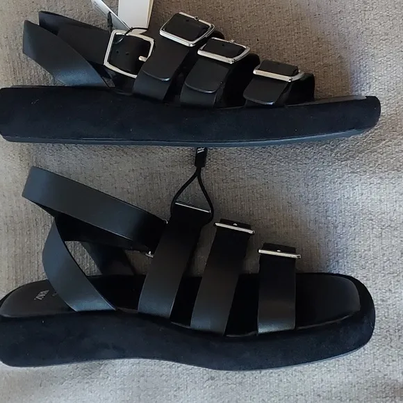 Zara Buckle Strap Flatform Sandals
