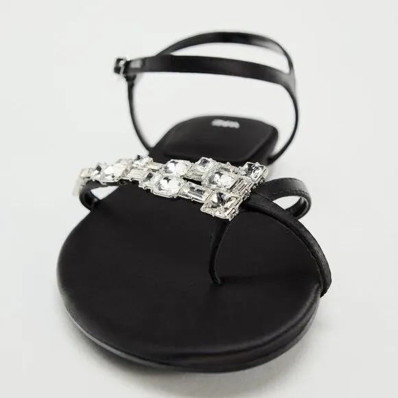 ZARA EMBELLISHED FLAT SANDALS SIZE 8