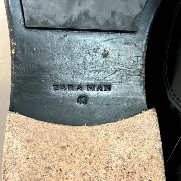 Zara Man Monk Strap Boots Size 43 Mens 10 Black Avant Garde Moto Combat Lace-Up