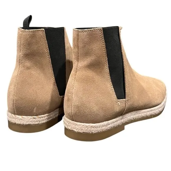 ZARA Men’s Dark Beige Jute Suede Ankle Chelsea Boots Sz 44 (US Sz 10)