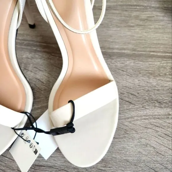 ZARA NEW WOMEN'S HEELED ANKLE BRACELET SANDALS BUCKLED ANKLE STRAP CLOSURE  7,5