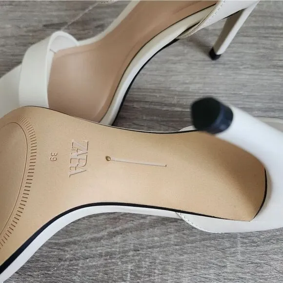 ZARA NEW WOMEN'S HEELED ANKLE BRACELET SANDALS BUCKLED ANKLE STRAP CLOSURE  7,5