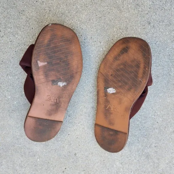 ZARA Quilted Brown Sandals