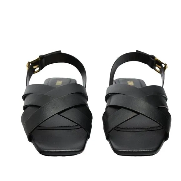 ZARA STRAPPY LEATHER SANDALS BLACK SIZE 8 | 2519/110/800