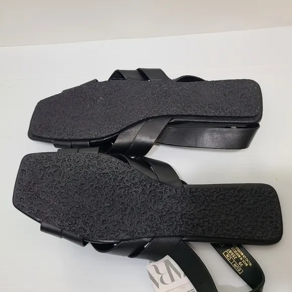 ZARA STRAPPY LEATHER SANDALS BLACK SIZE 8 | 2519/110/800