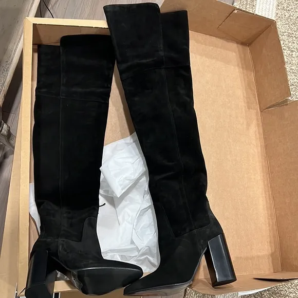 Zara super high over the knee suede heeled boots