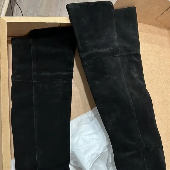 Zara super high over the knee suede heeled boots