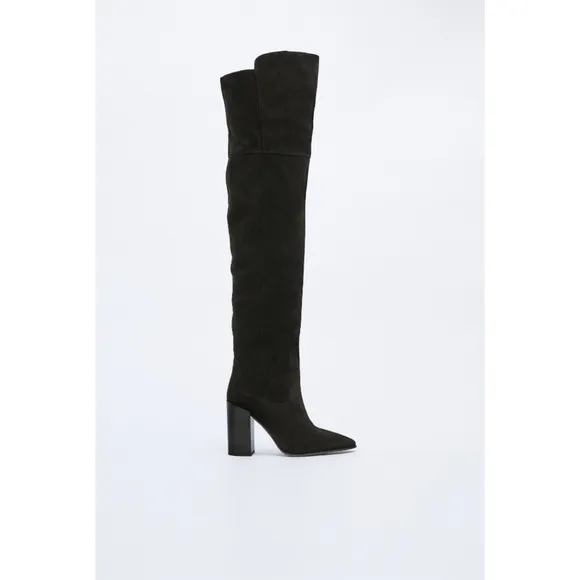 Zara super high over the knee suede heeled boots