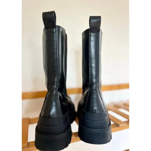 Zara Tall Black Lug Sole Chelsea Boots