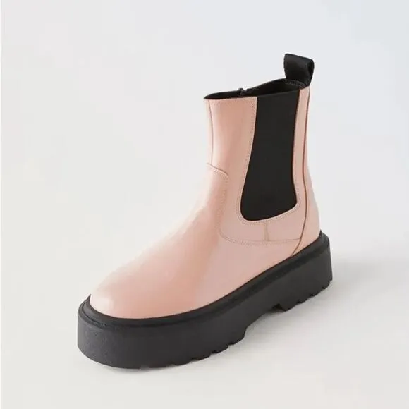 ZARA PATENT EFFECT CHELSEA BOOTS