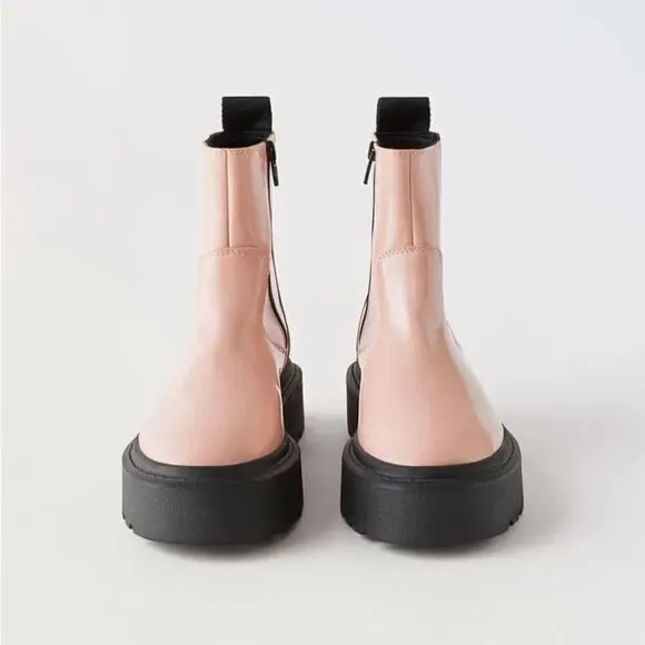 ZARA PATENT EFFECT CHELSEA BOOTS