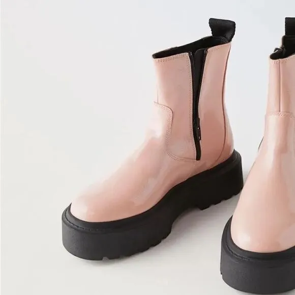 ZARA PATENT EFFECT CHELSEA BOOTS