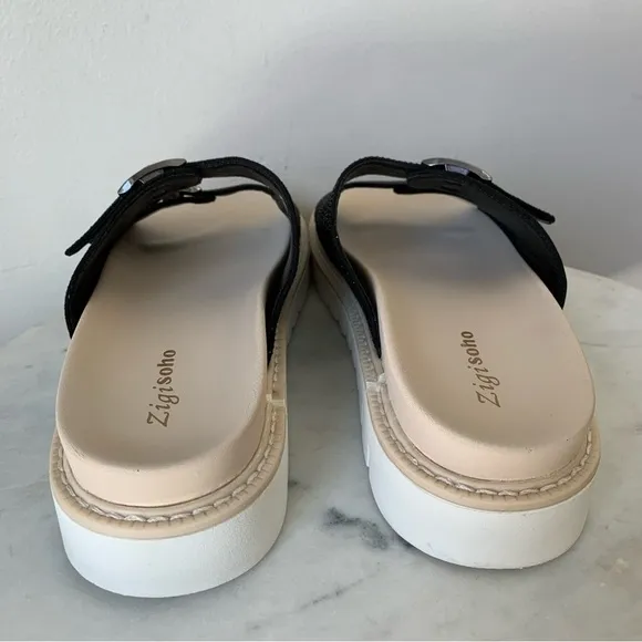 Zigi Soho Platform Black Glitter Slip On Sandals Size 9