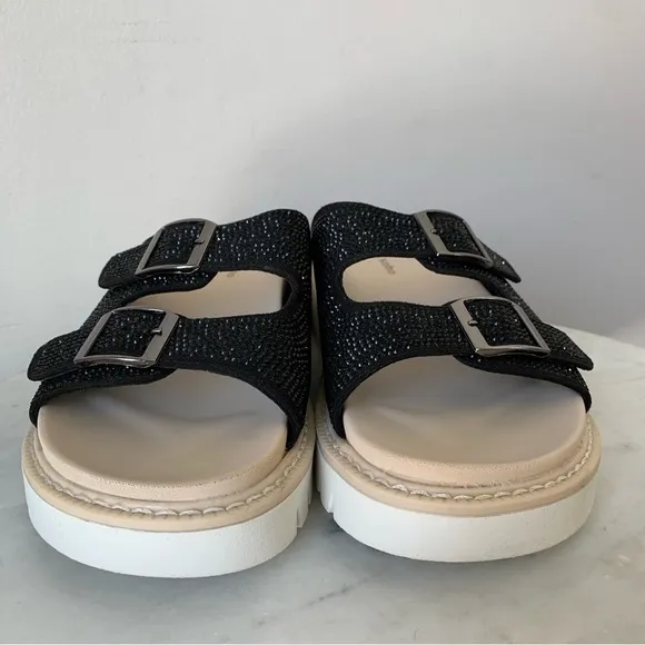 Zigi Soho Platform Black Glitter Slip On Sandals Size 9