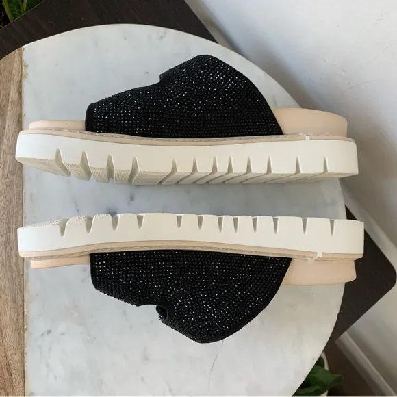 Zigi Soho Platform Black Glitter Slip On Sandals Size 9